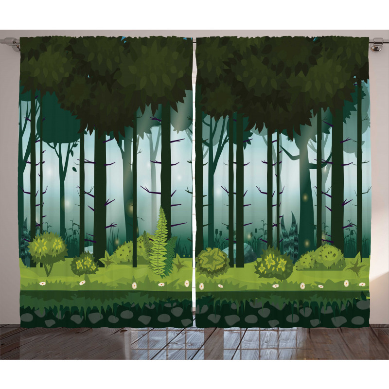 Mystic Forest Trees Twilight Curtain