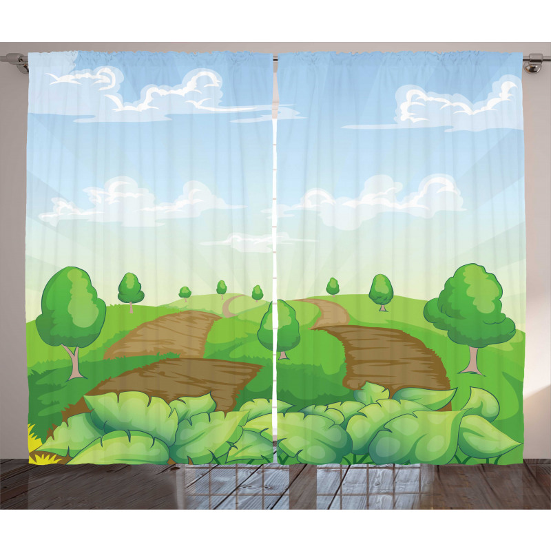 Idyllic Farm Fields Curtain