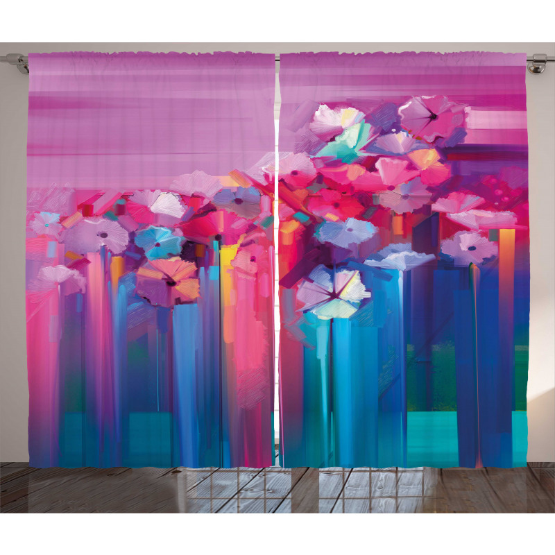 Vibrant Flower Curtain