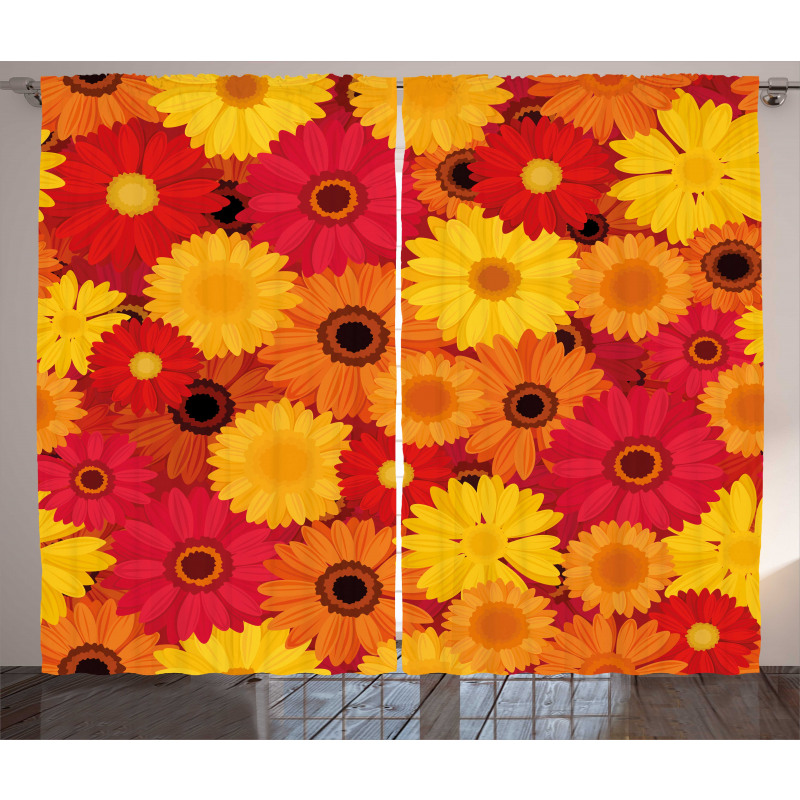 Warm Tones Flowers Curtain