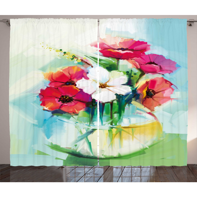 Flowers in a Vase Art Curtain