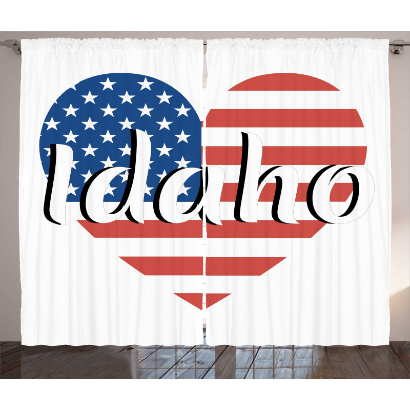 Heart Shaped USA Flag State Curtain