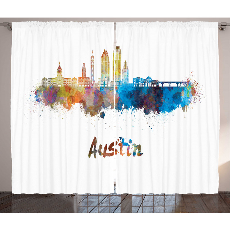 Typographic Paint Splatters Curtain