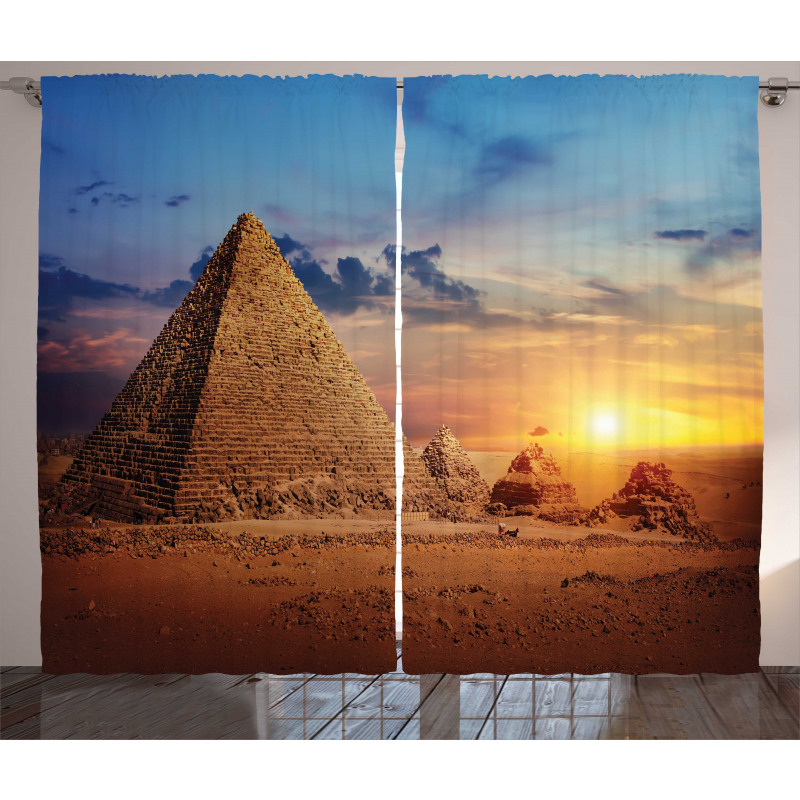 Desert and Pyramids Dusk Curtain