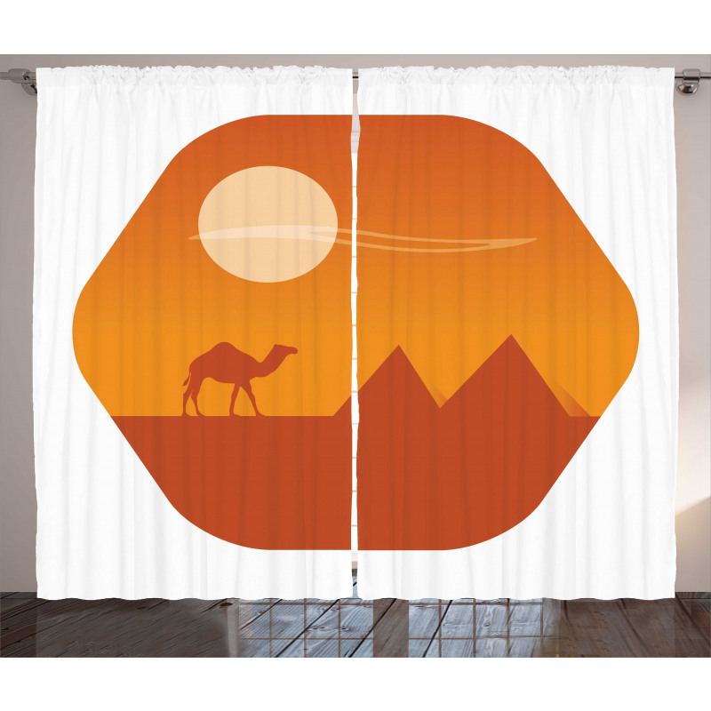 Sun Camel and Pyramids Art Curtain