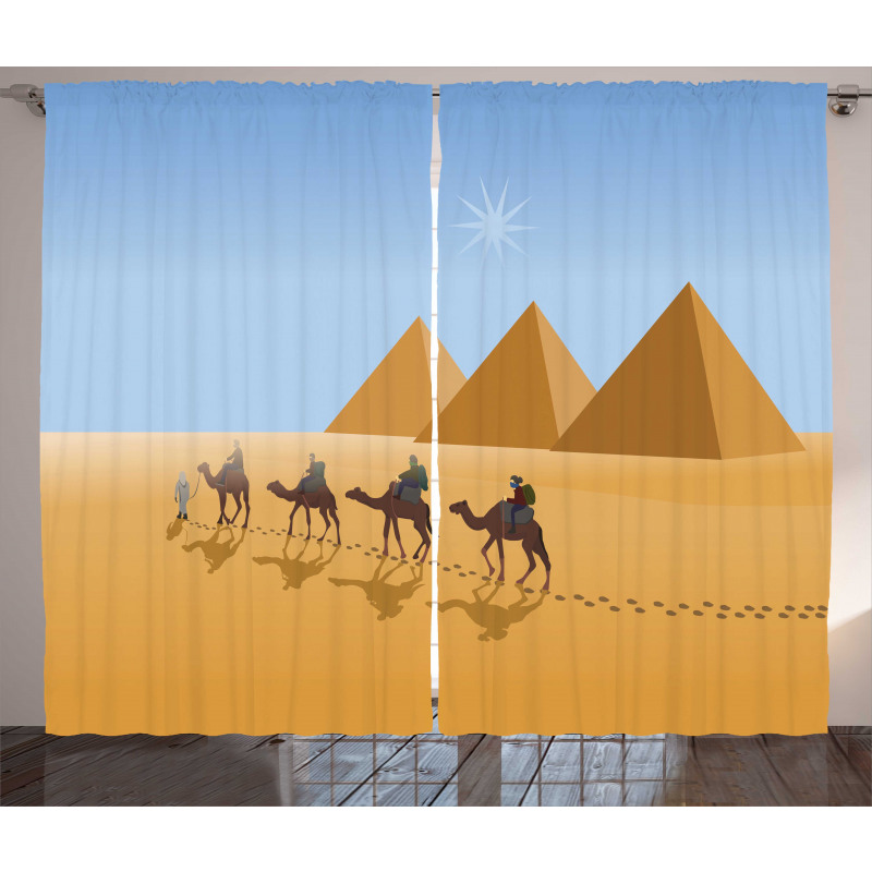 Camel Riders in Desert Curtain