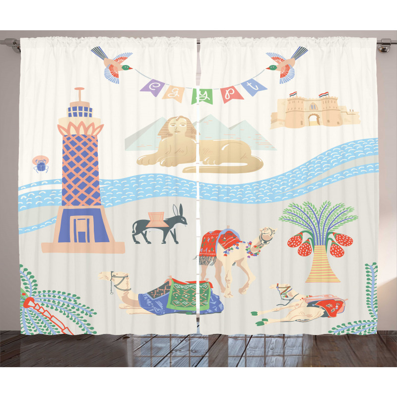 Traveling Egypt Landmarks Curtain