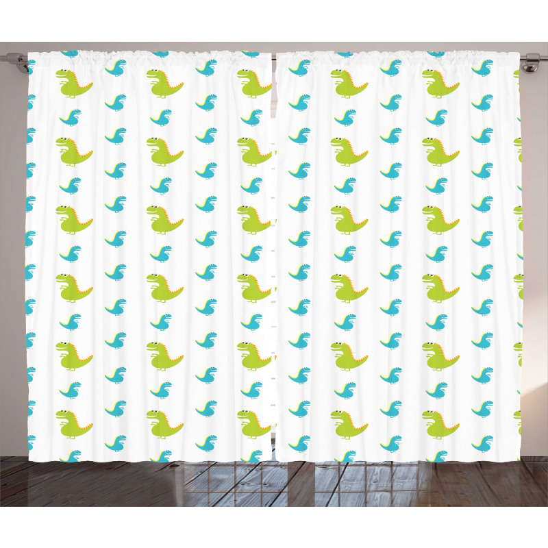 Dinosaur Animal Cartoon Art Curtain