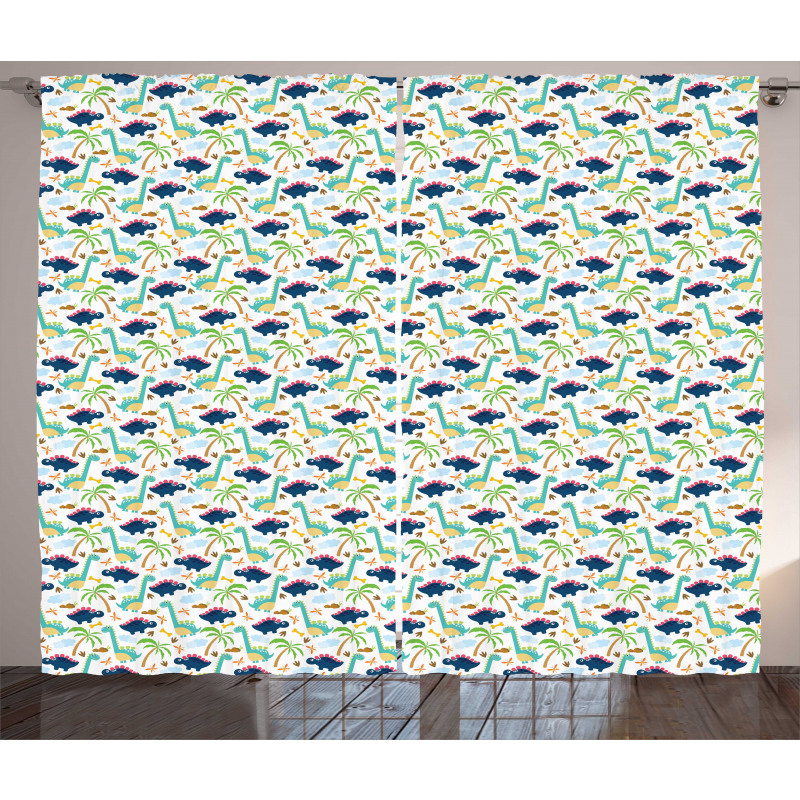 Dinosaurs Funny Doodle Curtain