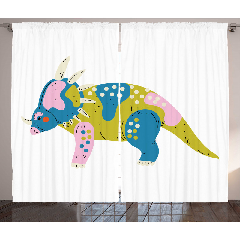 Prehistoric Animal Cartoon Curtain