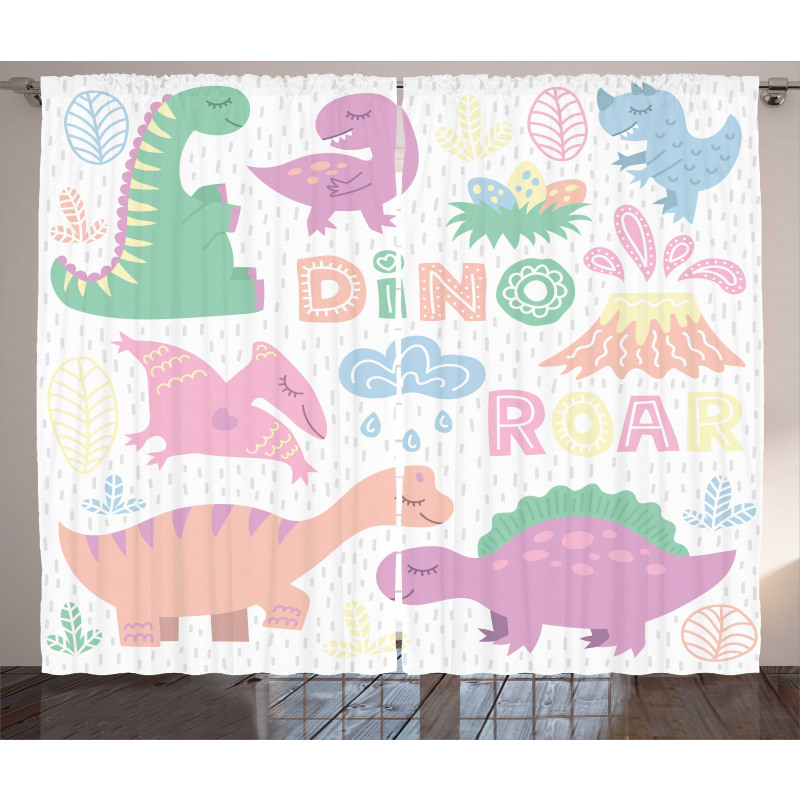 Baby T-Rex Nursery Theme Art Curtain