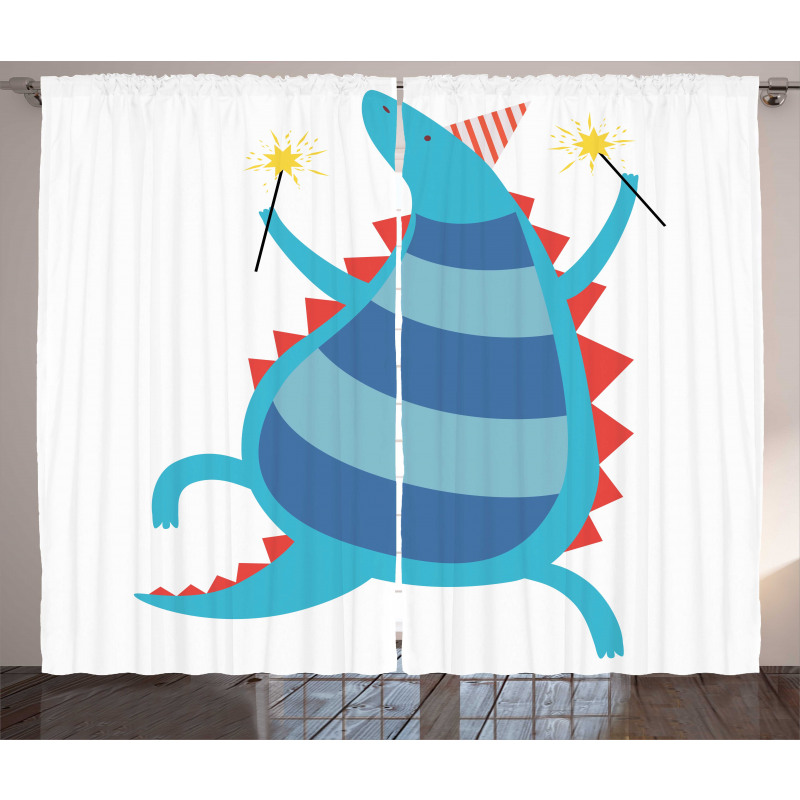 T-Rex Cartoony Art Nursery Curtain