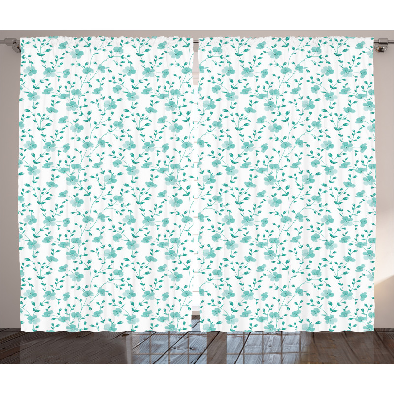 Pattern with Flower Stem Curtain