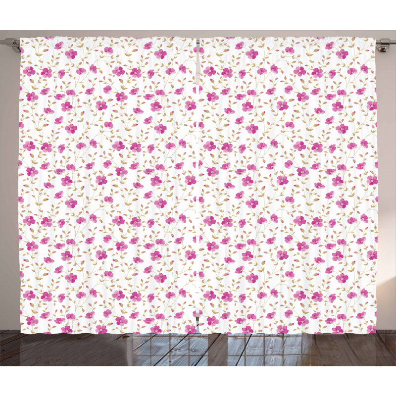 Girly Curly Stems Curtain