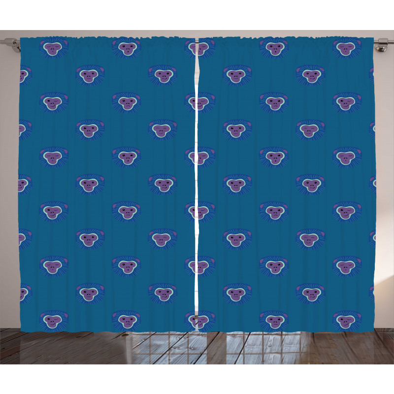 Pattern of Funny Ape Faces Curtain