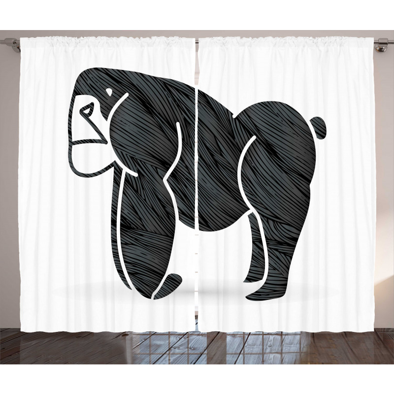 Angry Graphic Ape Standing Curtain