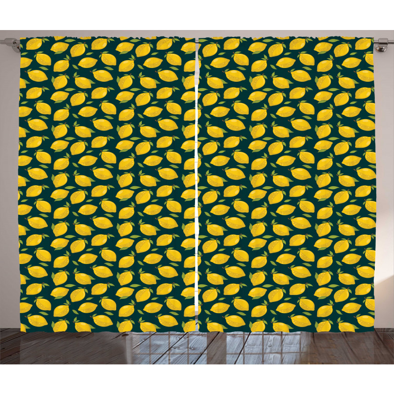 Citrus Cartoon with Leaves Curtain