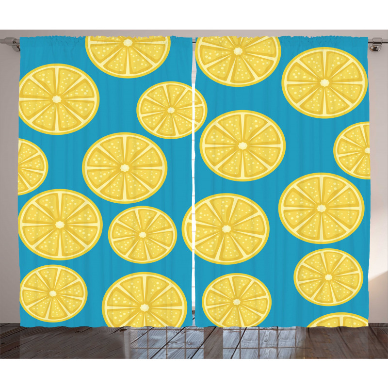 Vivid Citrus Slices Art Curtain