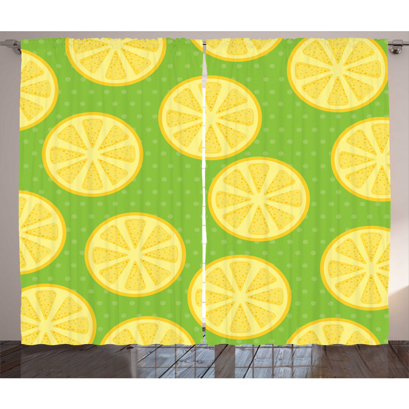 Citrus Slices Polka Dots Curtain