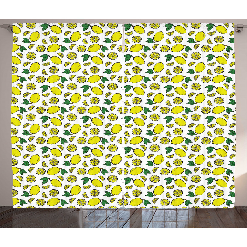 Vivid Summer Citrus Blossom Curtain