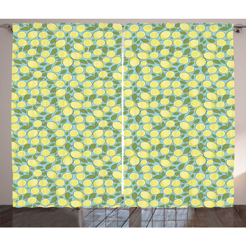 Citrus Fruits Pastel Tones Curtain