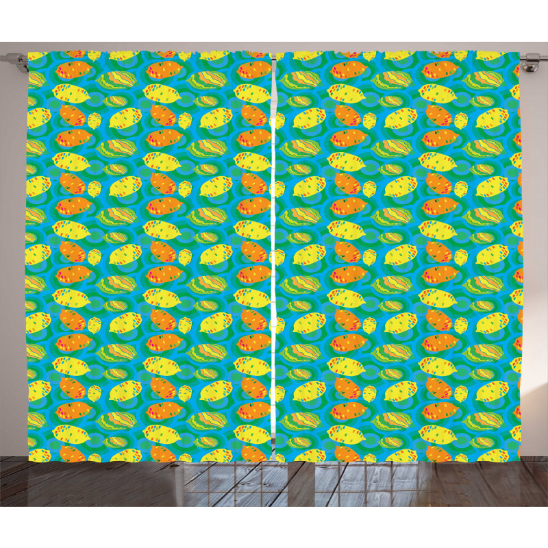 Funky Color Citrus Cartoon Curtain