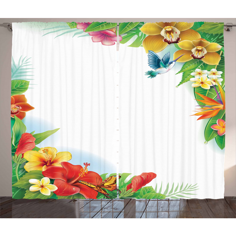 Tropic Flowers Leaves Curtain