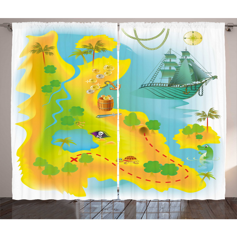 Map of a Treasure Island Curtain