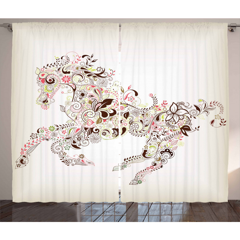 Floral Horse Paisley Curtain