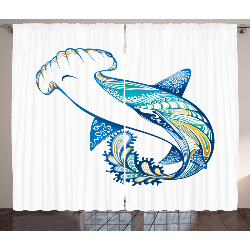 Hammer Head Shark Ocean Curtain