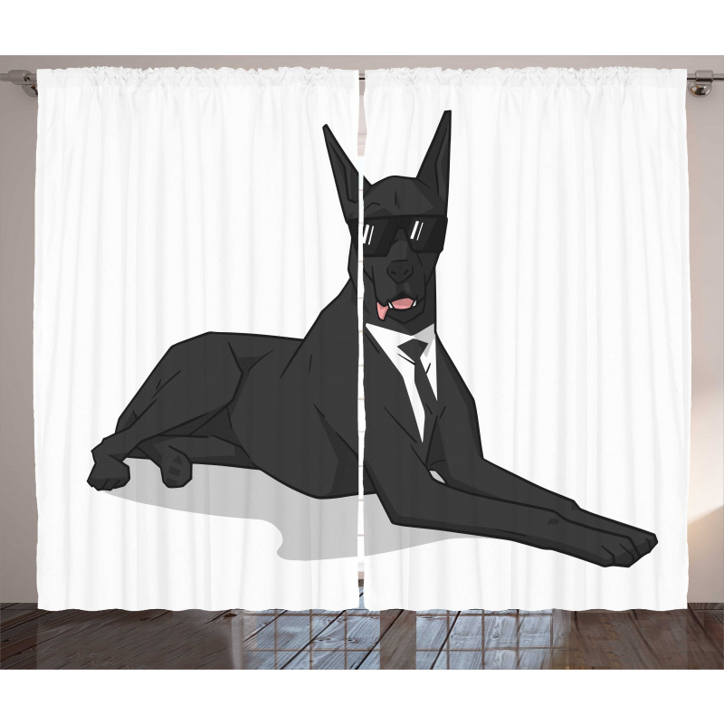 Humorous Dog in Suit Curtain