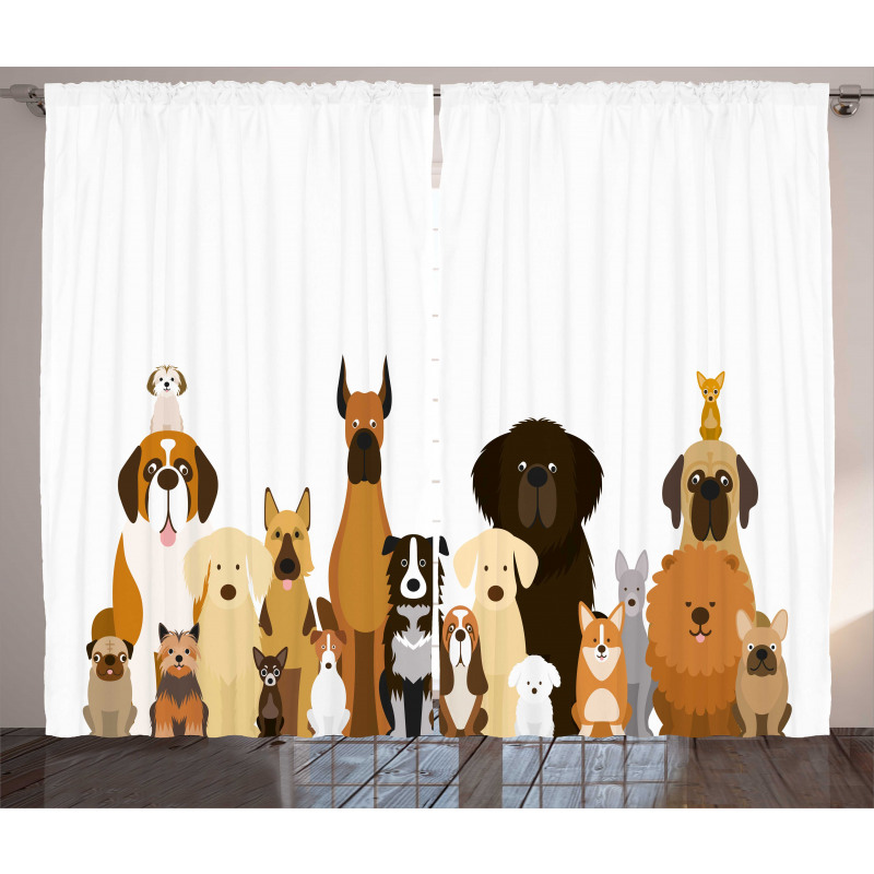 Various Breeds Funny Posing Curtain