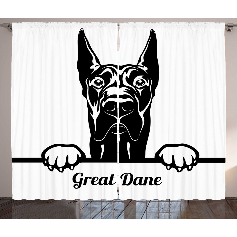 Peeking Big Breed Dog Curtain