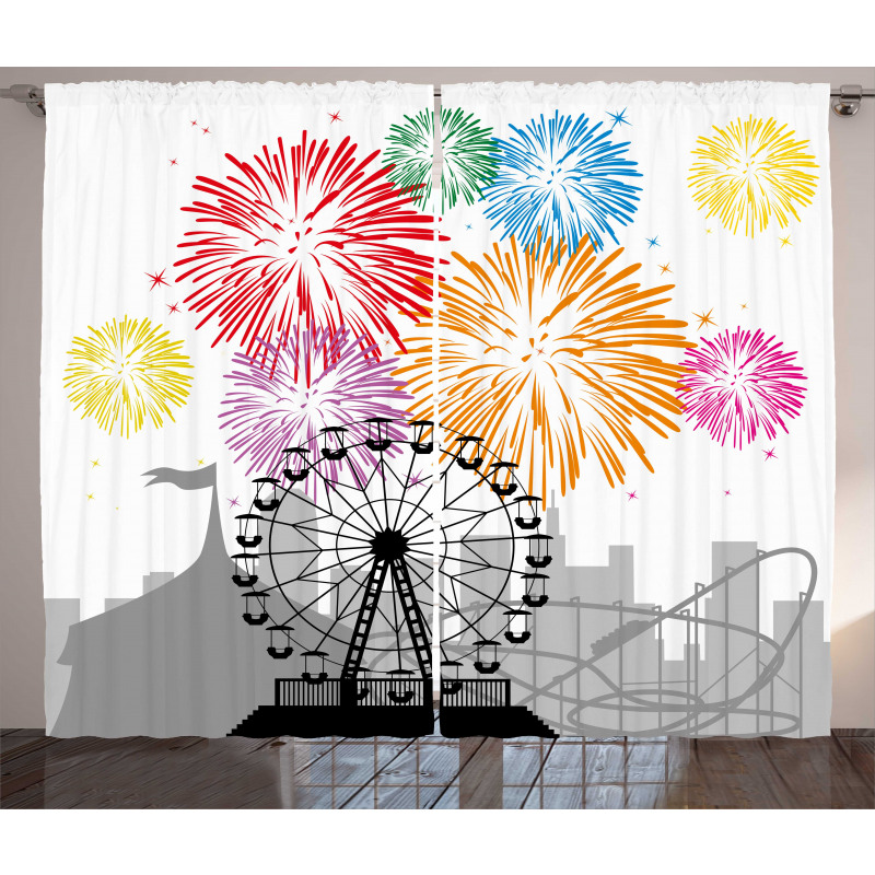 Fireworks Circus Fun Curtain