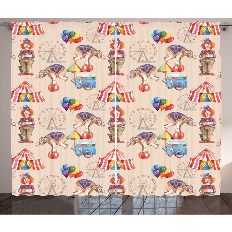 Watercolor Circus Art Curtain