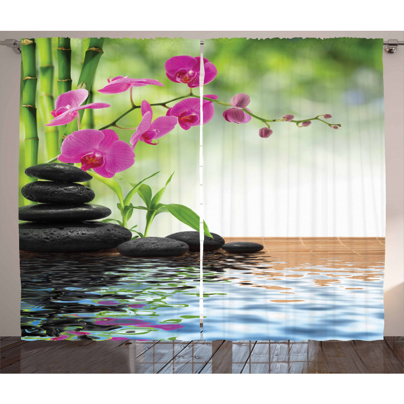Bamboo Tree Orchid Stones Curtain