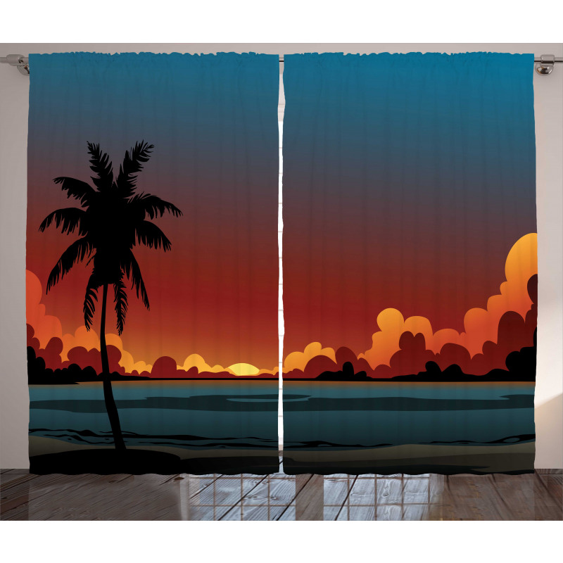 Dramatic Sunset Scene Pattern Curtain