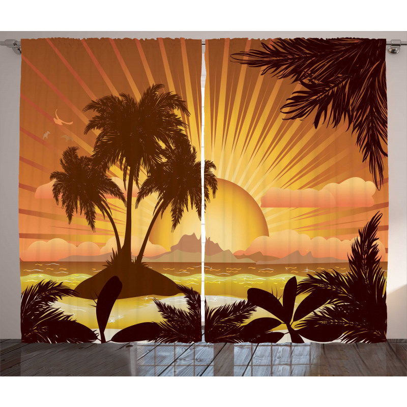 Digital Graphics Sunset Scene Curtain