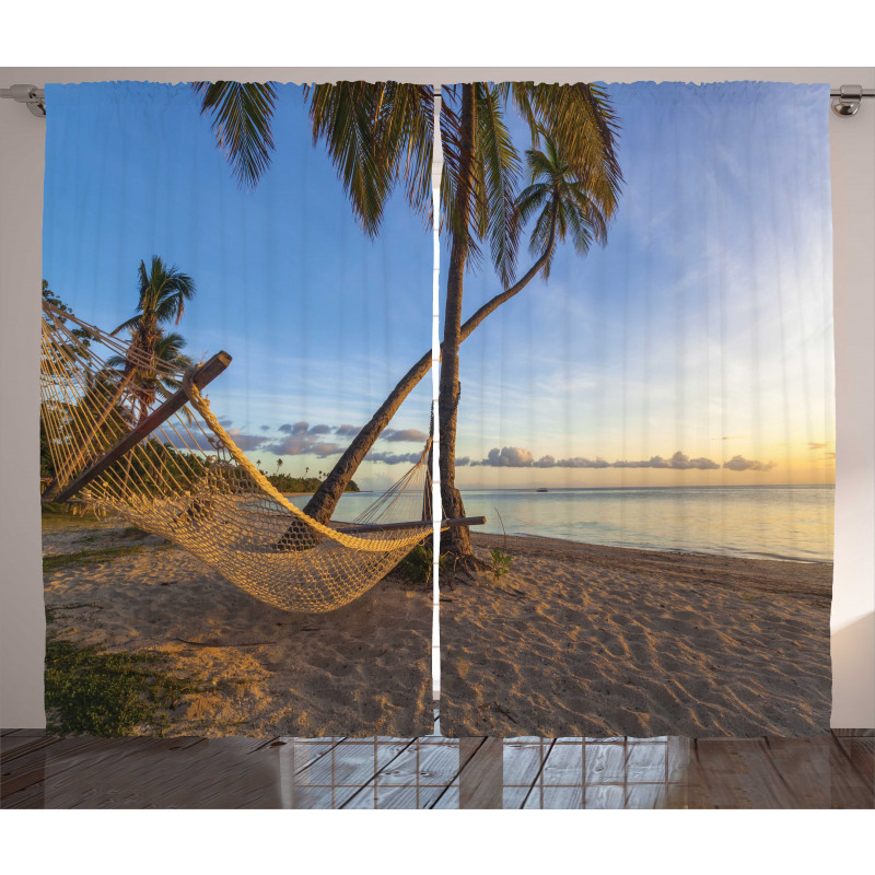 Summer Time Hammock on a Beach Curtain