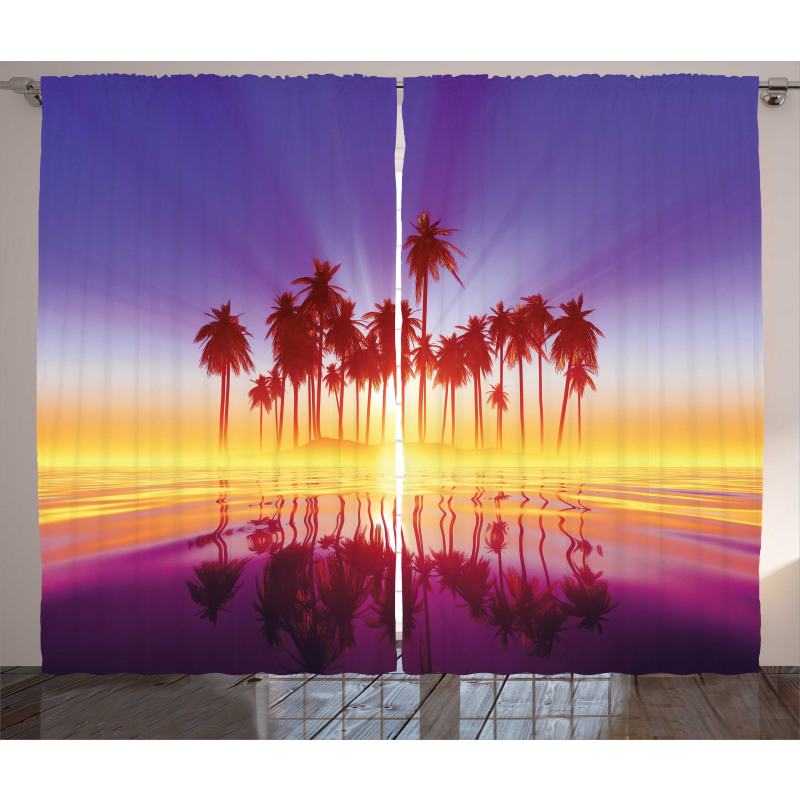 Dramatic Background Palm Trees Curtain