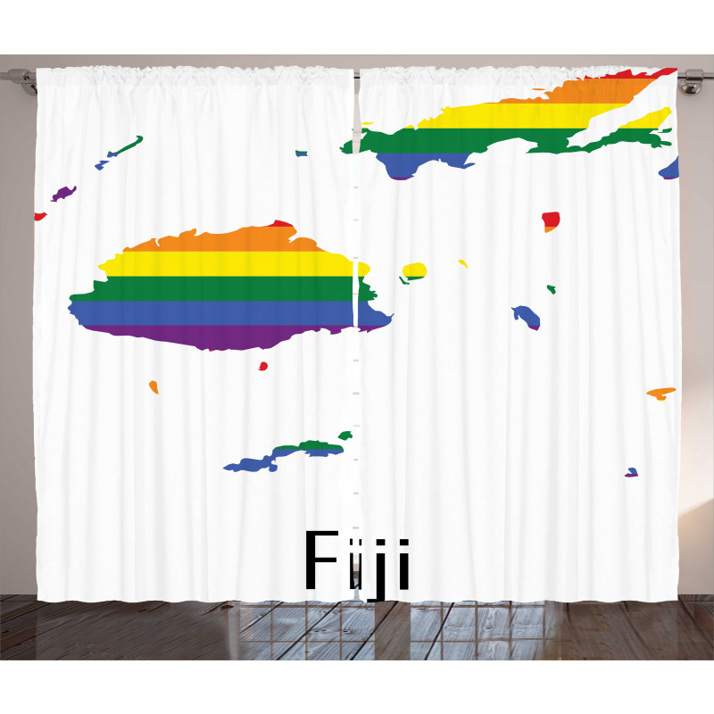 Rainbow Map Design Wording Curtain