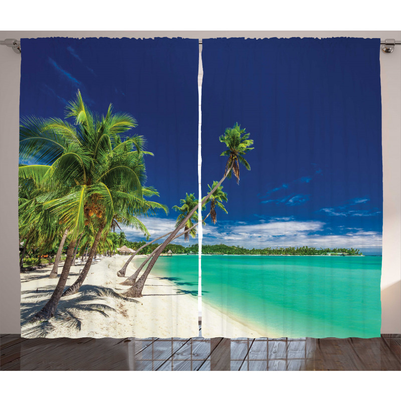 Exotic Beach and Coconut Trees Curtain