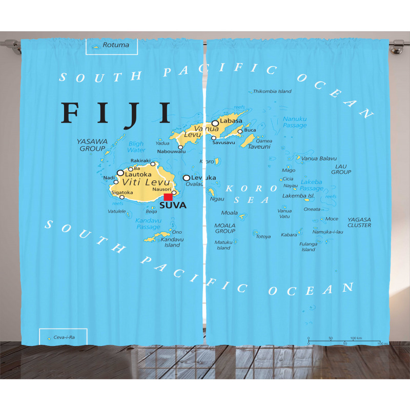 Political Map Capital Suva Curtain