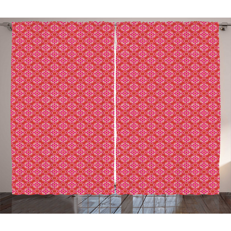 Retro Abstract Flower Curtain