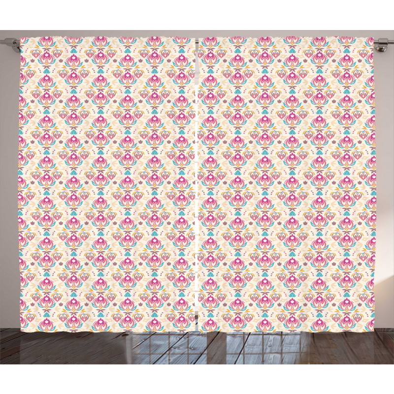 Vibrant Modernized Flowers Curtain