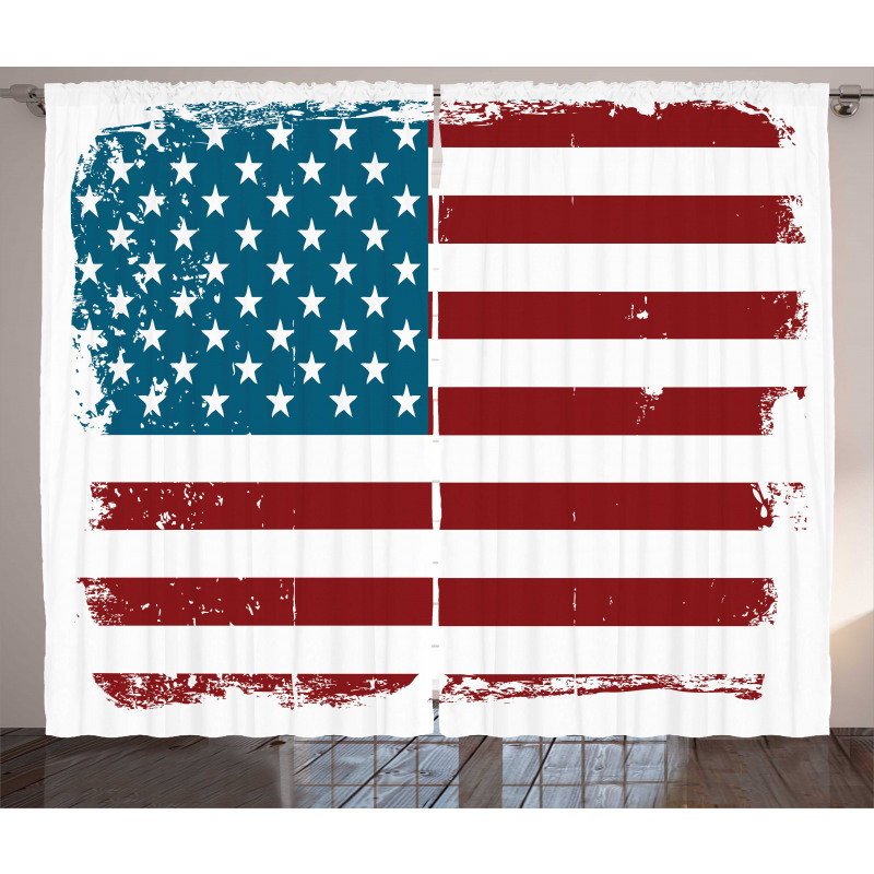 Grungy Old Glory USA Curtain