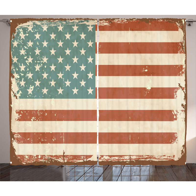 Grunge US Flag Curtain