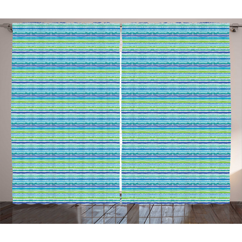 Blue Green Tones Art Curtain