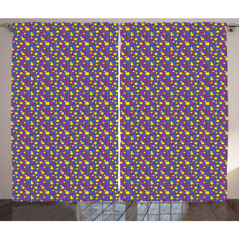 Vibrant Small Big Squares Curtain