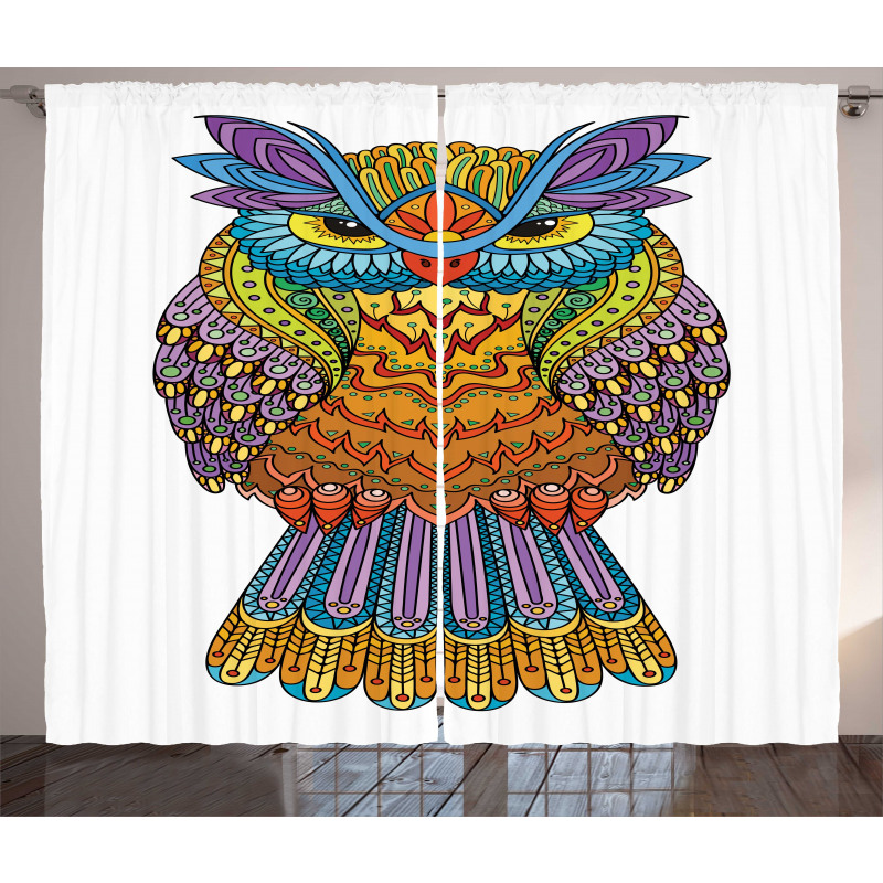 Zentangle Boho Art Bird Curtain